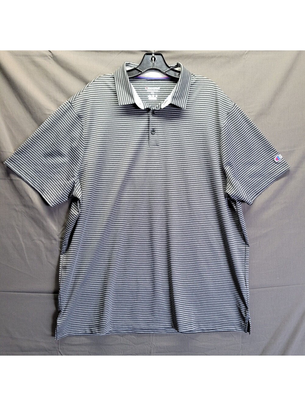 Champion Men's Performance Polo Gray Black Stripe Sz 2XL